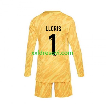 Francuska Hugo Lloris 1 Golmanski Domaći Dječji Nogometni Dres Euro 2024 Dugim Rukavima